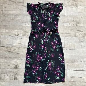 Express Sheer Retro Festival Grunge Floral Ruffle Belted Boho Maxi Dress Y2K S